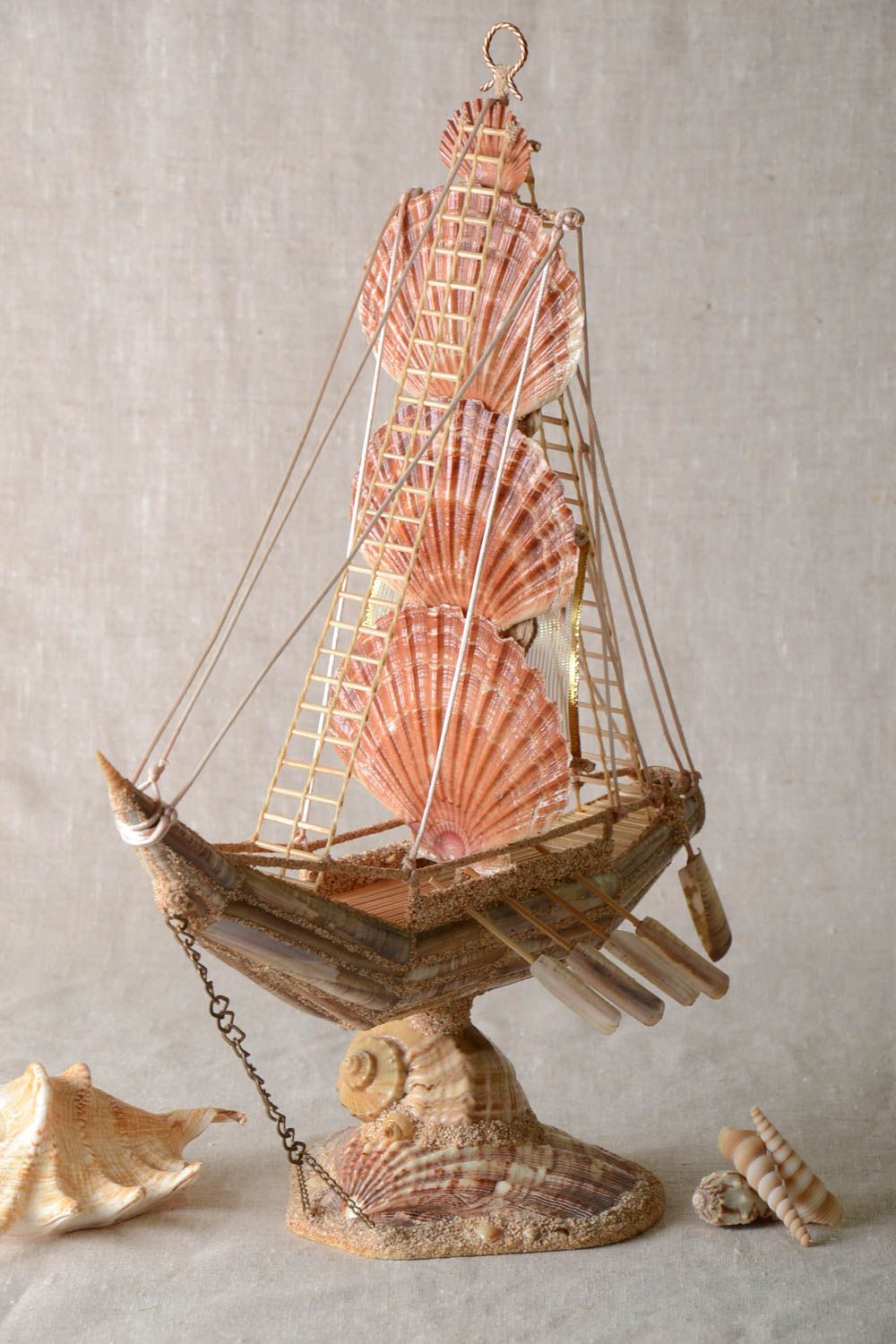 Statuette design fait main Objet de décoration navire en coquillages Déco maison photo 1