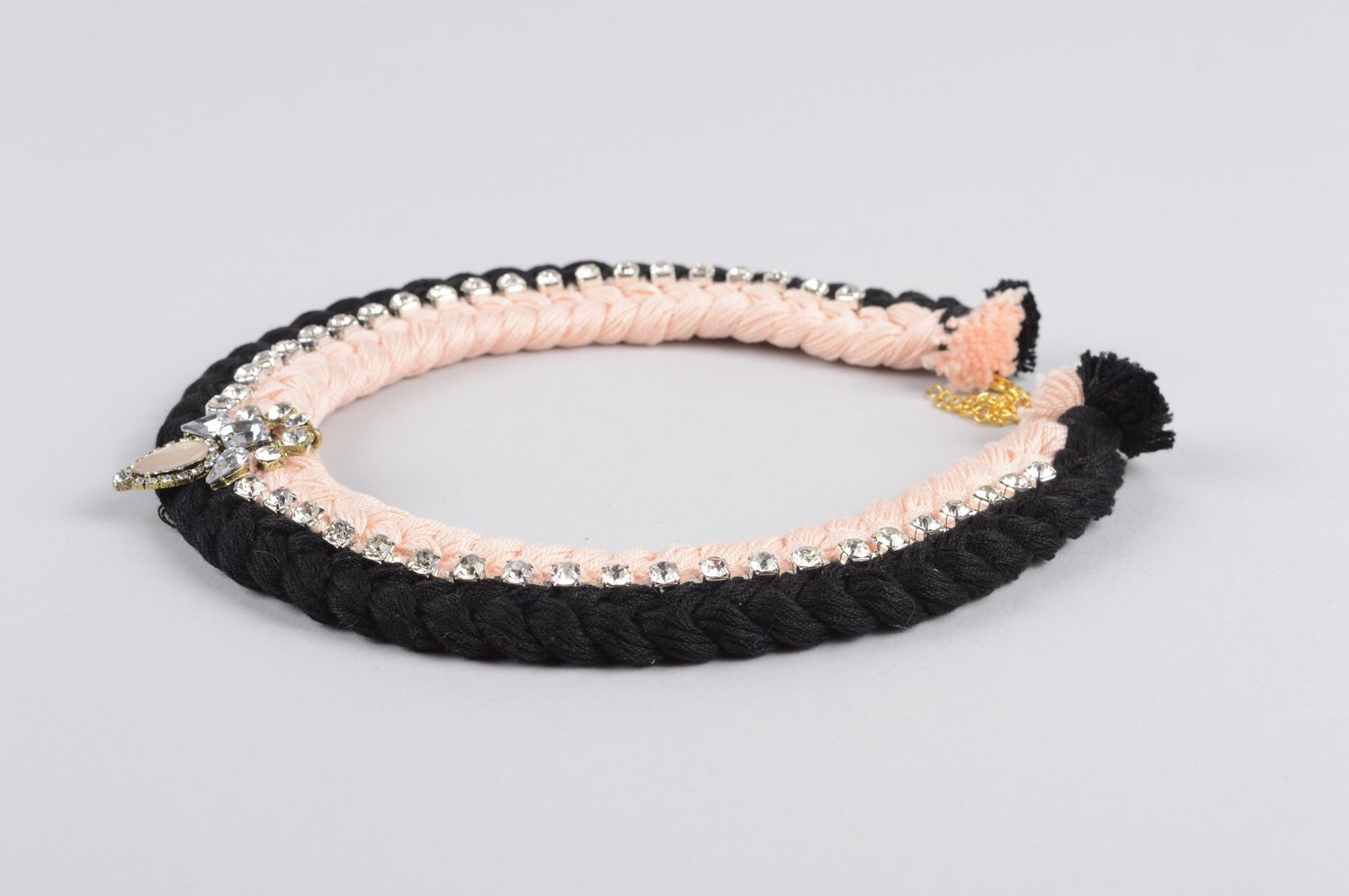 Damen Halskette Halsschmuck für Damen Schmuck Collier handgefertigt rosa schwarz foto 2