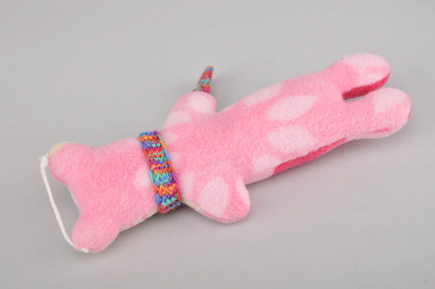 Розовая игрушка в виде мишки ручной работы оригинальная красивая для девочки фото 5