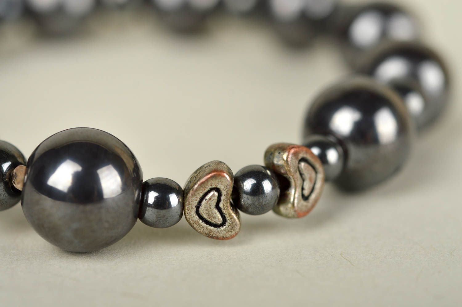 Hematite beads wrist adjustable bracelet for women photo 3