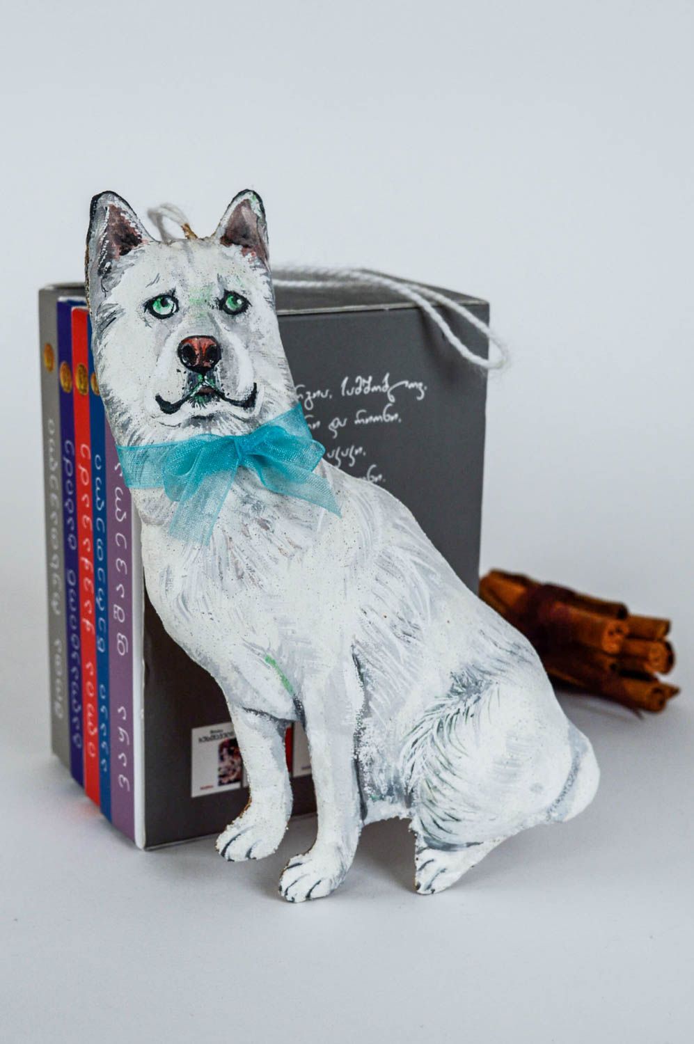 Мягкая игрушка собака хаски с петелькой тканевая ароматизированная ручной работы фото 1