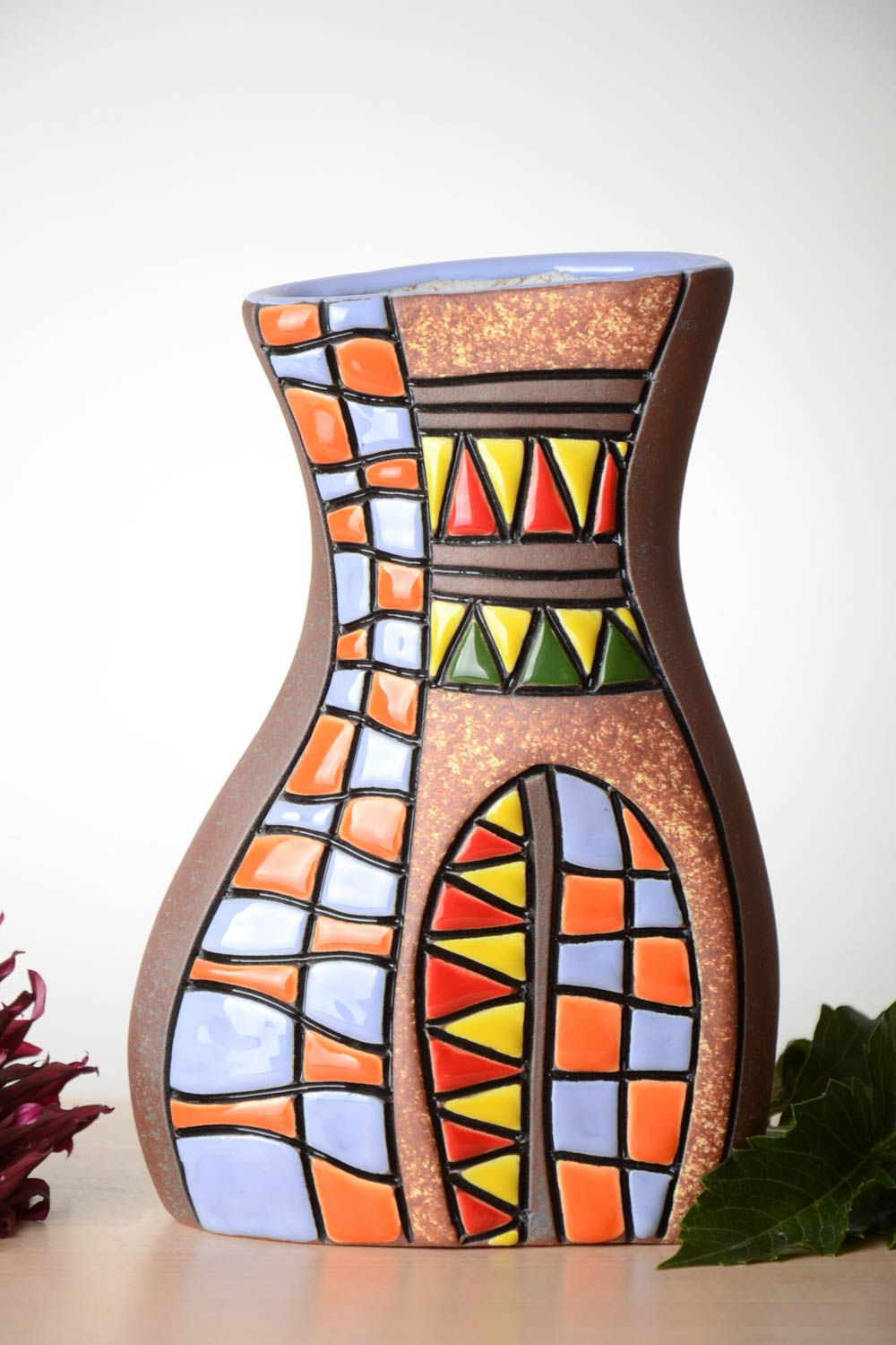 Handgemachte Keramik Deko Vase für Haus Dekoration Geschenk für Frauen 1.2 L foto 1