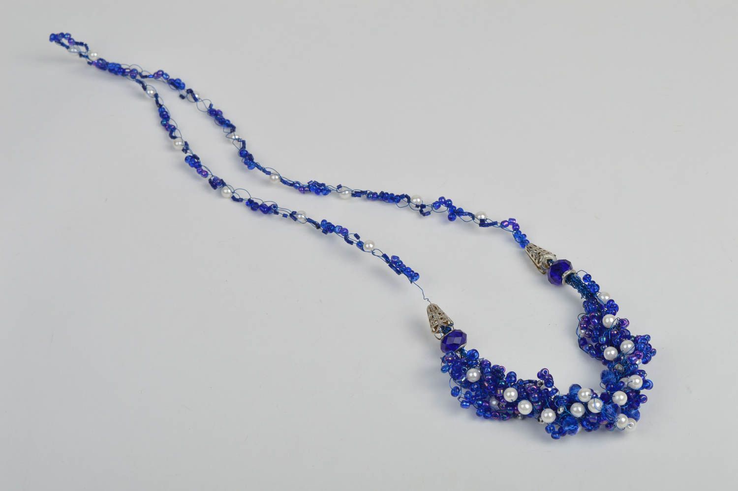 Collier perles de rocaille Bijou fait main bleu perles Accessoire femme photo 2