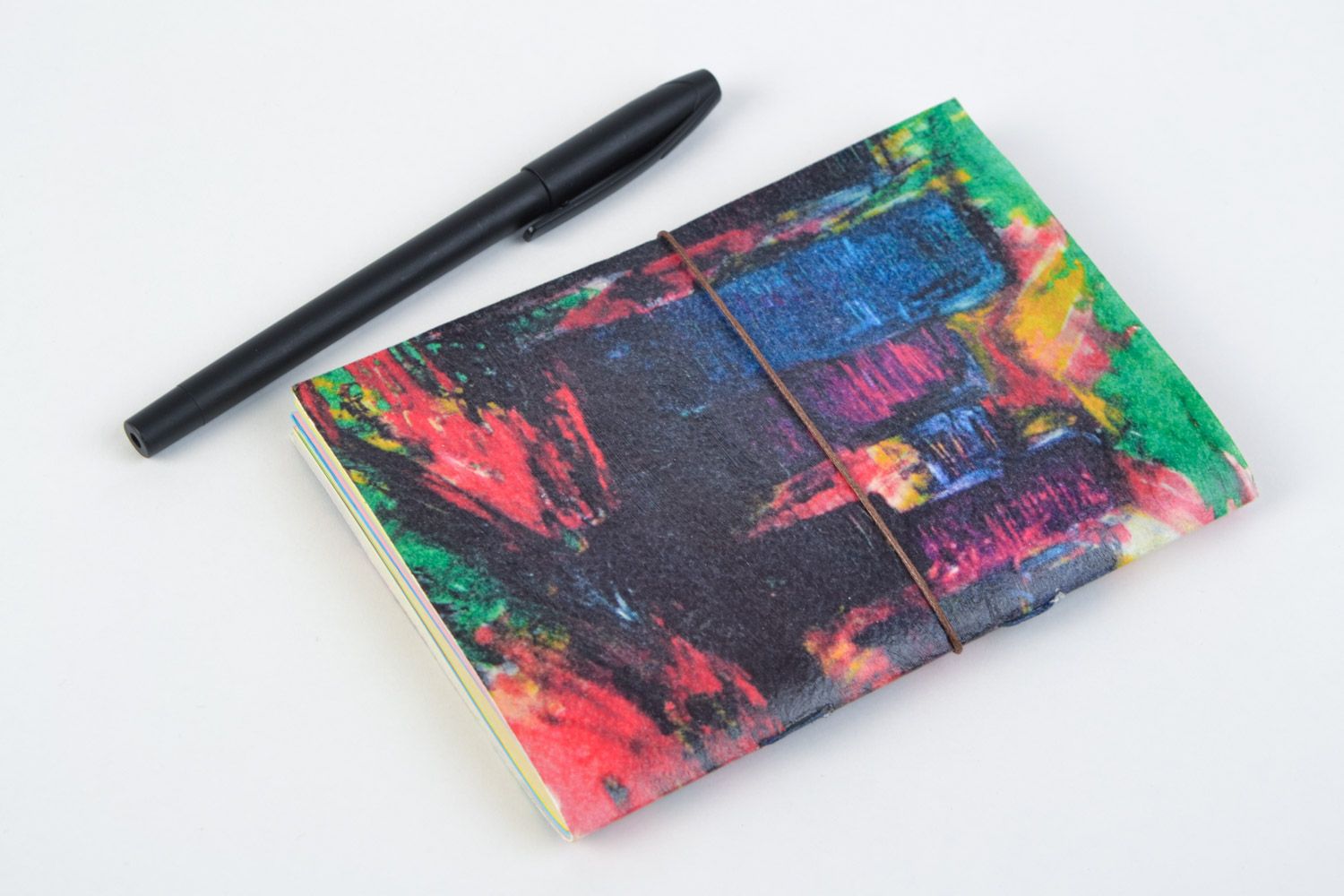 Handmade designer colorful notebook with laser print with ties for 48 pages photo 4