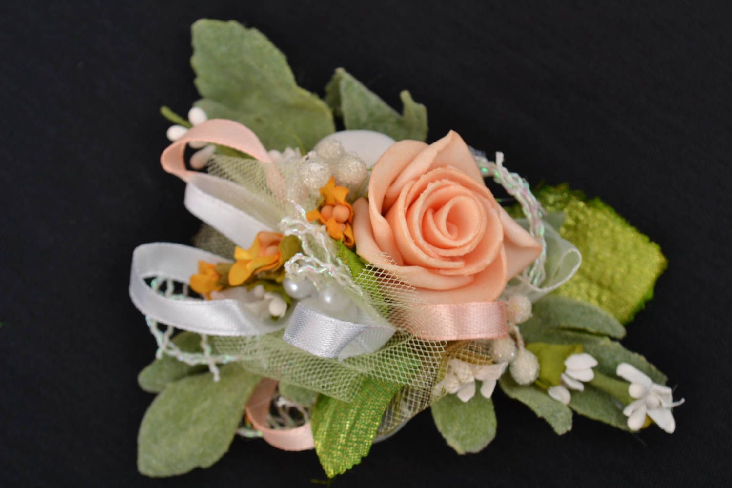 Artificial beautiful flower for hair clip or another handmade accessory photo 3