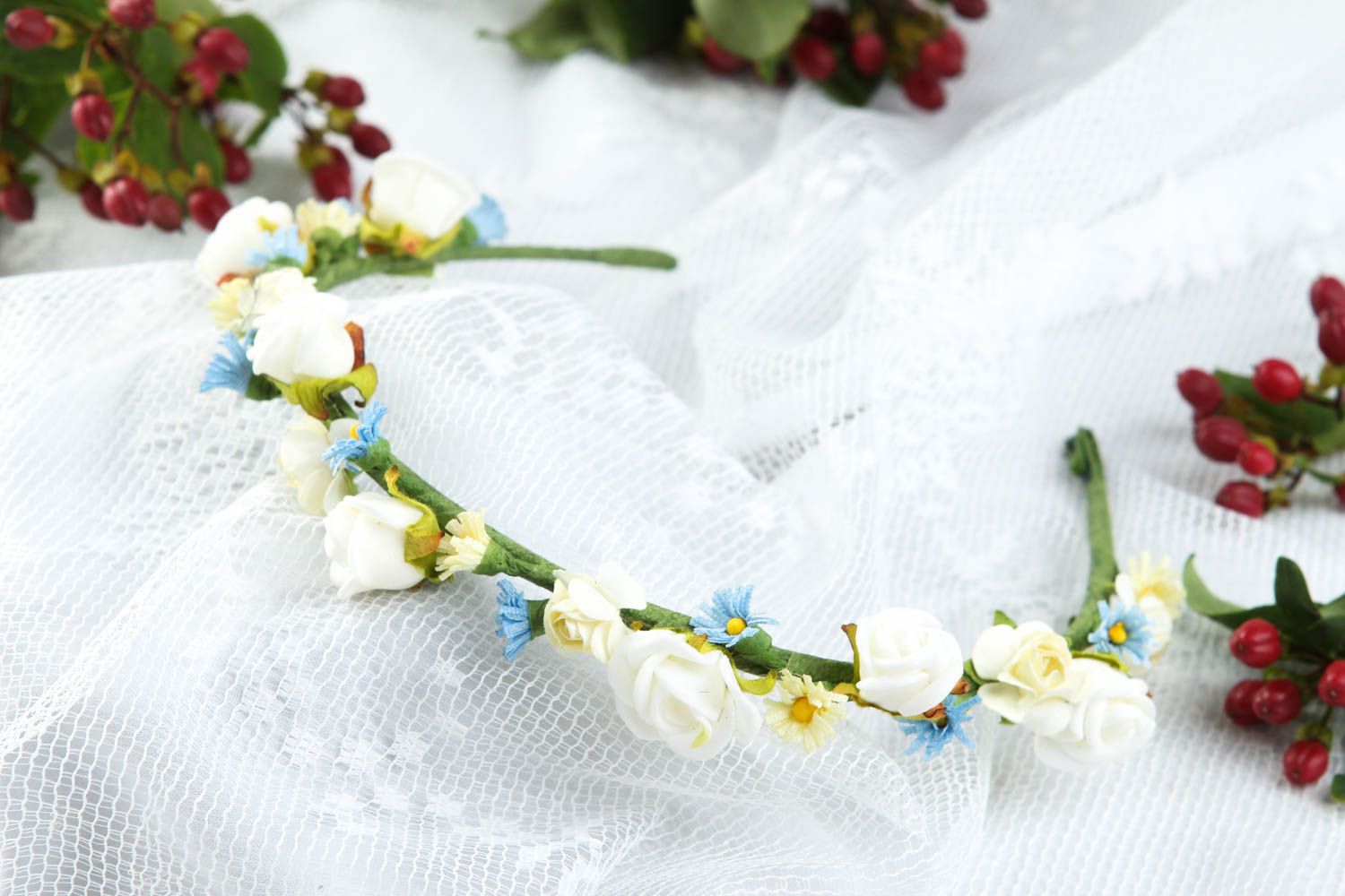 Damen Modeschmuck handmade Frisur Haarreif Haar Accessoire mit Blumen elegant foto 1