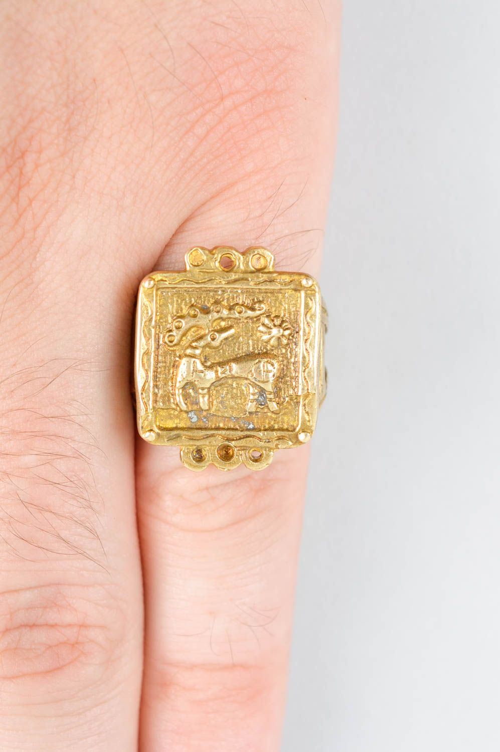 Кольцо ручной работы кольцо из латуни металлическое украшение мужское стильное фото 5