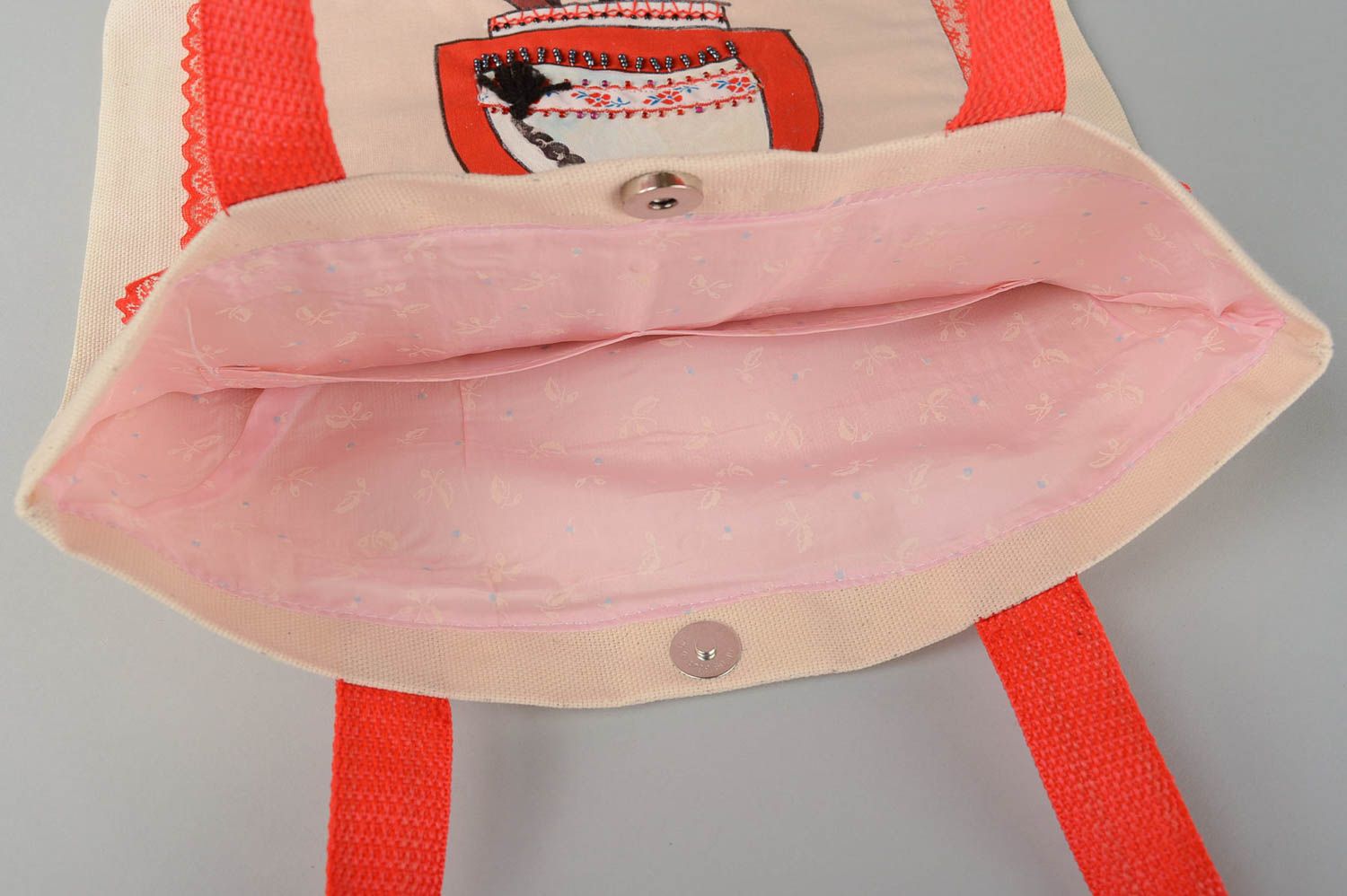 Handmade fabric bag with painting designer large bag textile handbag for women photo 4