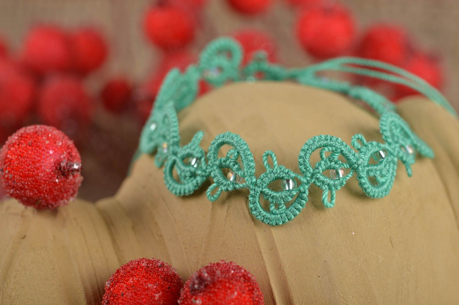 Stylish handmade woven string bracelet beaded bracelet textile jewelry designs photo 1