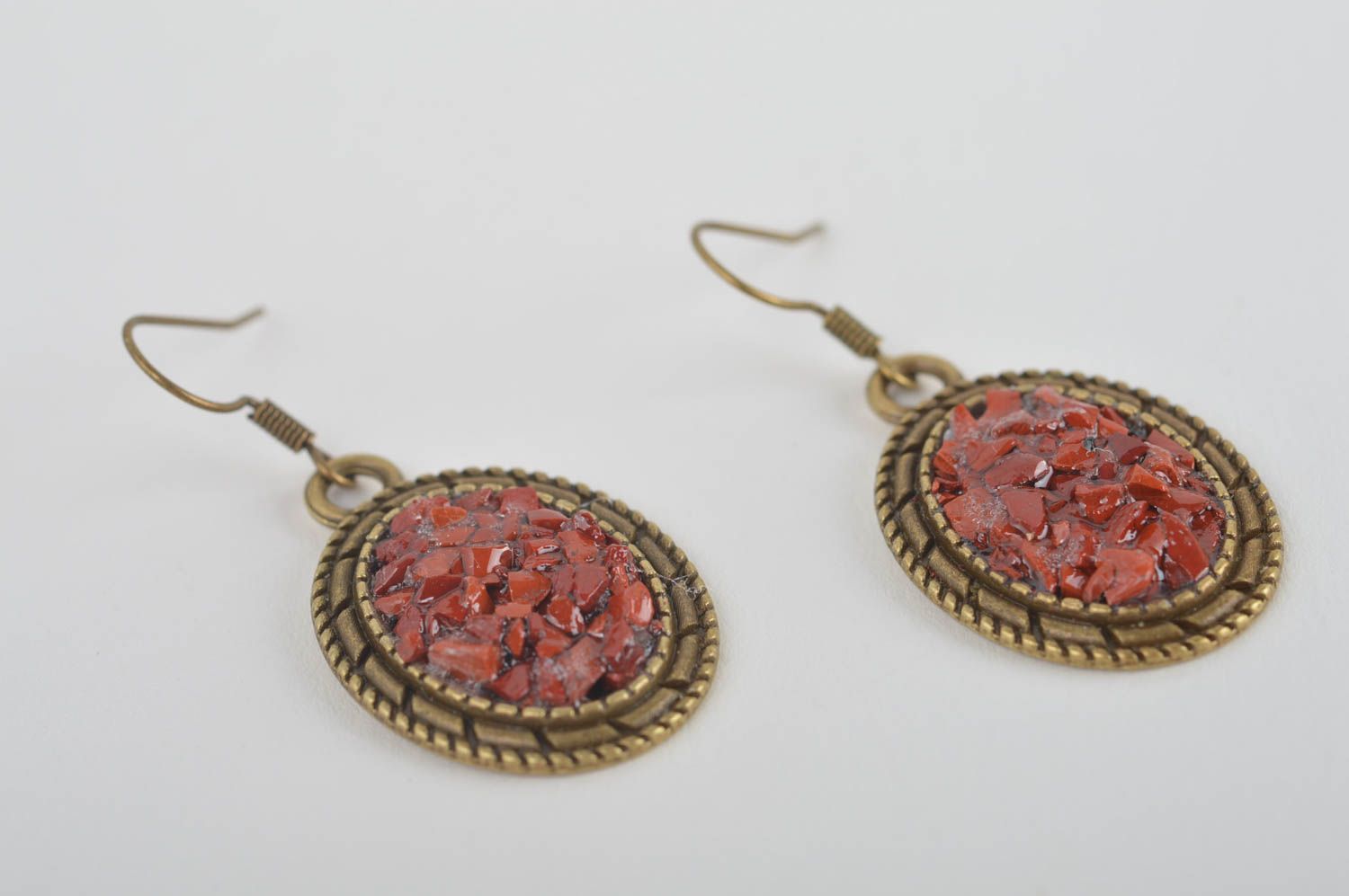 Handmade dangling earrings stylish jewelry earrings with natural stone photo 2