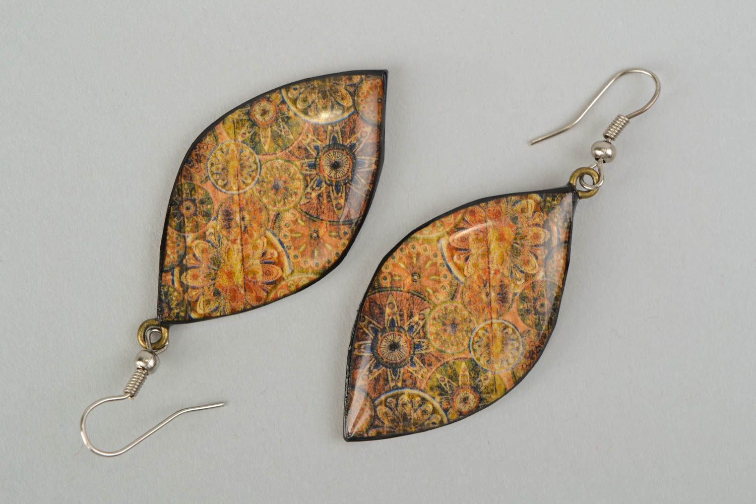 Handmade decoupage plastic earrings photo 3