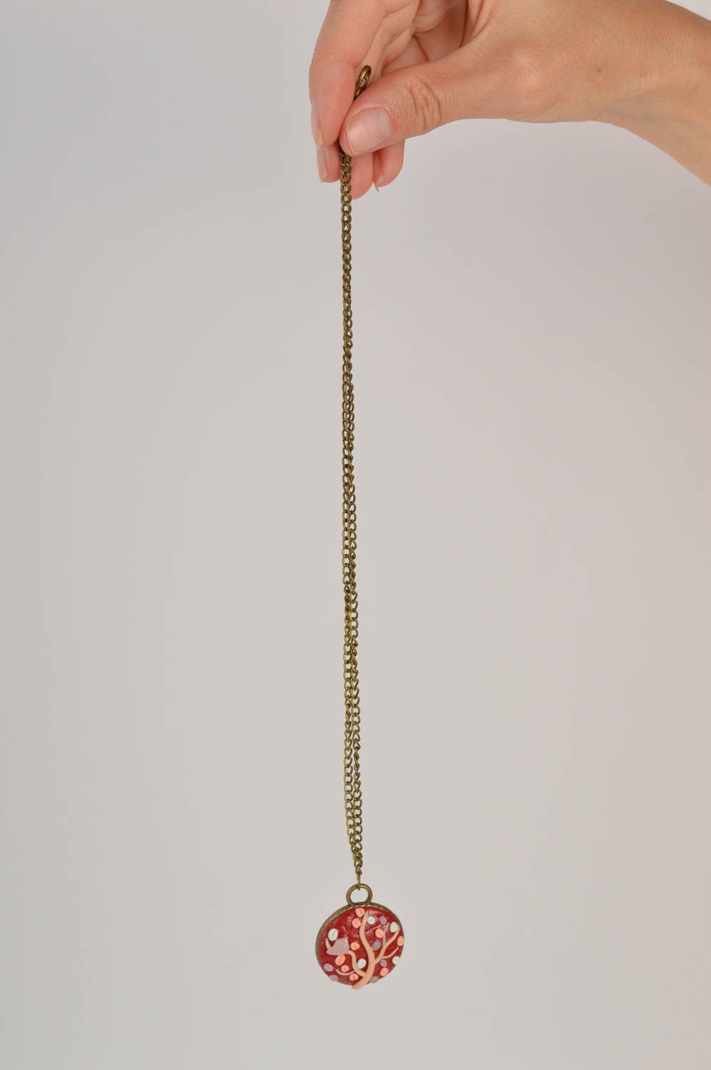 Colgante de arcilla polimérica en cadena bisutería artesanal adorno para el cuel foto 2