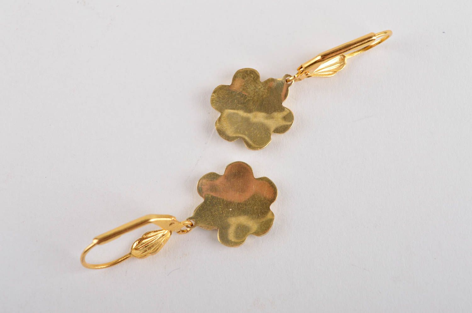 Handmade designer metal earrings unusual stylish earrings flower jewelry photo 5