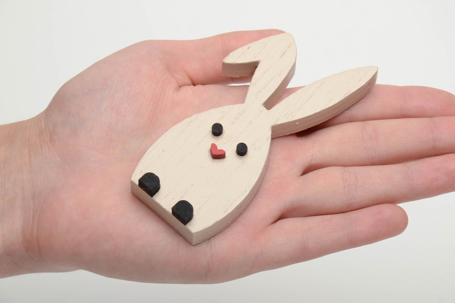 Plywood figurine of rabbit with heart-shaped nose photo 5