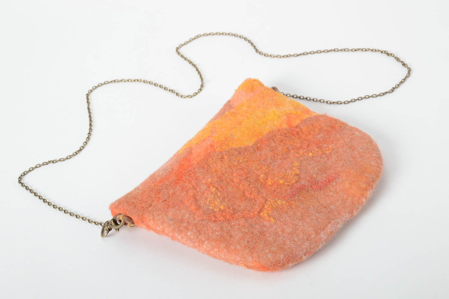 Сумка ручной работы женская сумка оранжевая через плечо из шерсти сумка валяние фото 4