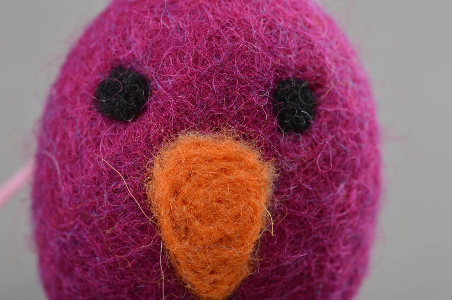 Handmade small designer felted wool soft toy key fob violet bird photo 2