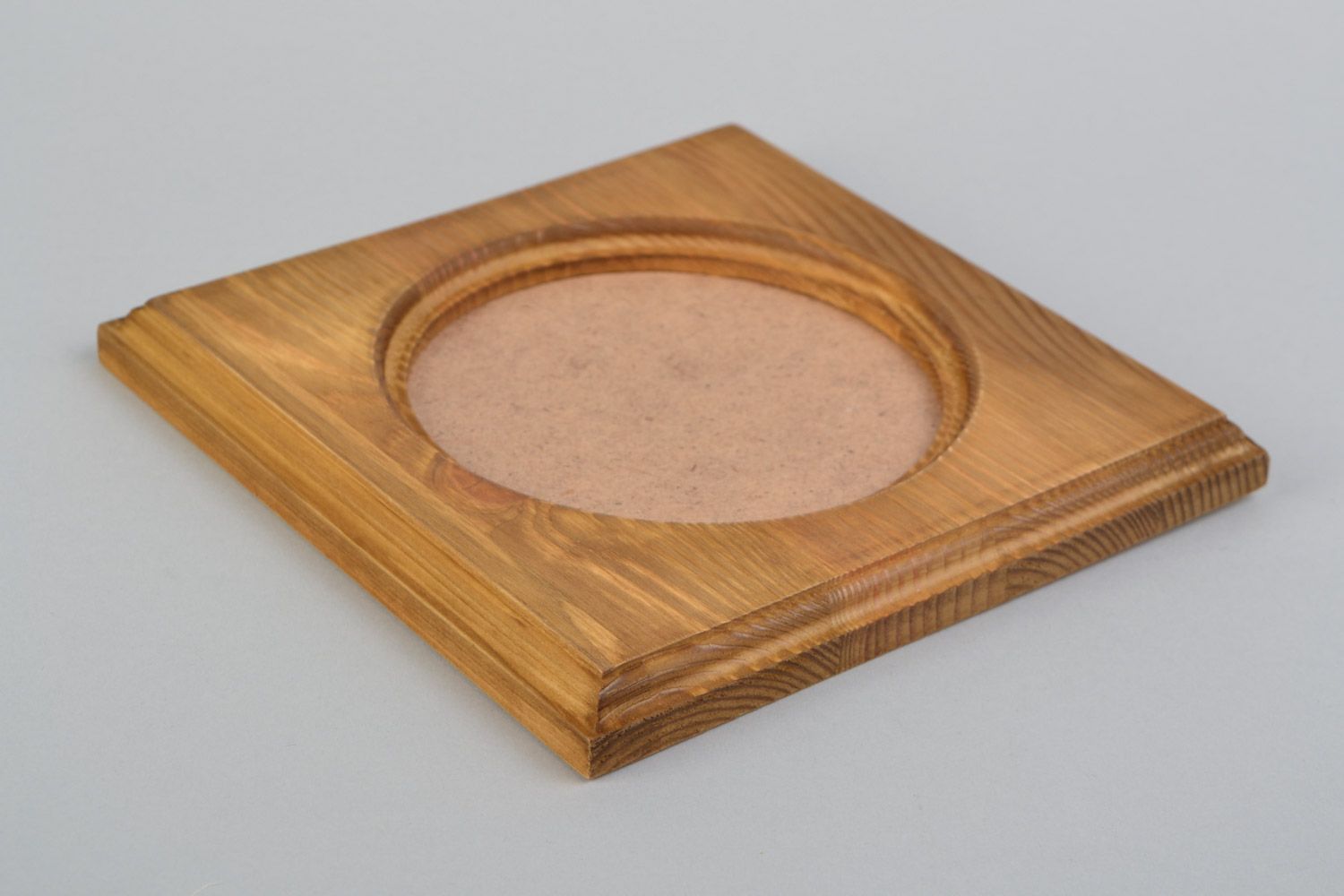 Cadre photo carré en bois de pin fait main petit couvert de brou de noix photo 3
