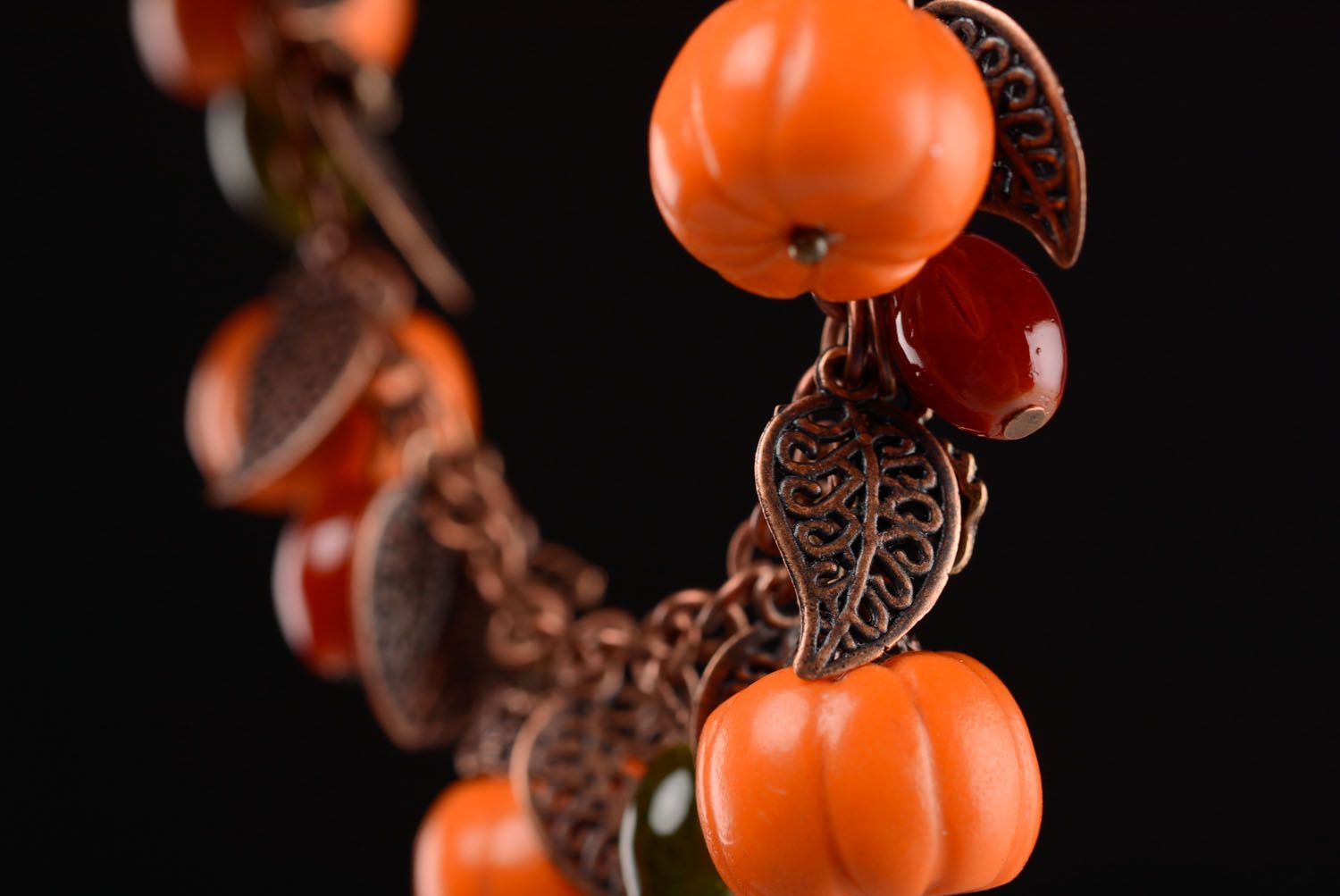 Handmade plastic bracelet Pumpkins photo 3