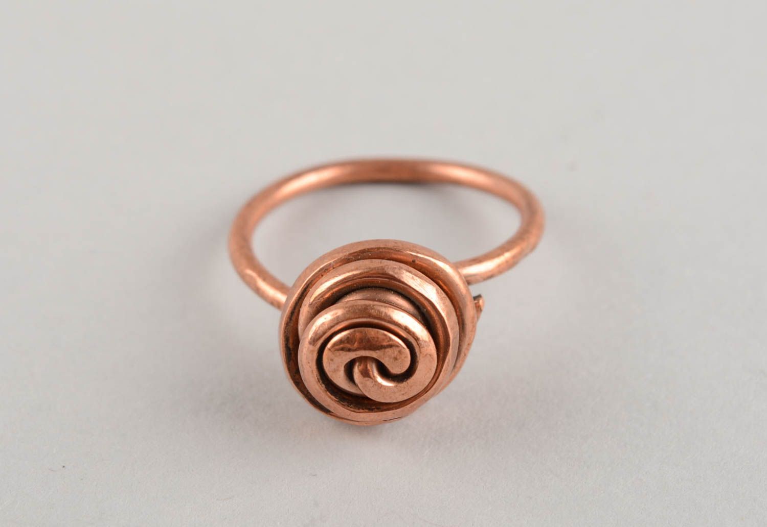 Beautiful female ring made of copper of an unusual shape for stylish girls photo 2