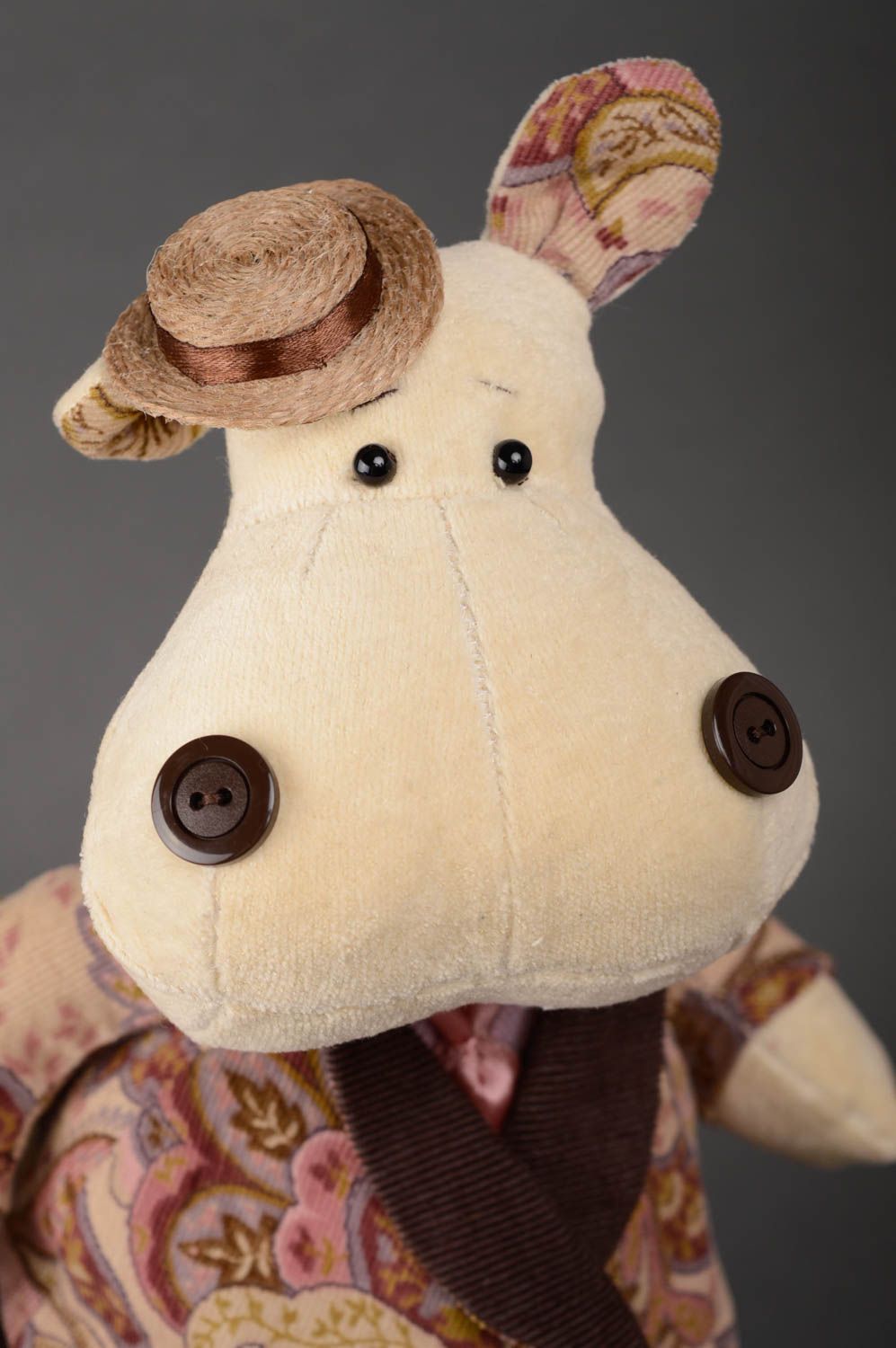 Cotton fabric toy hippo photo 1
