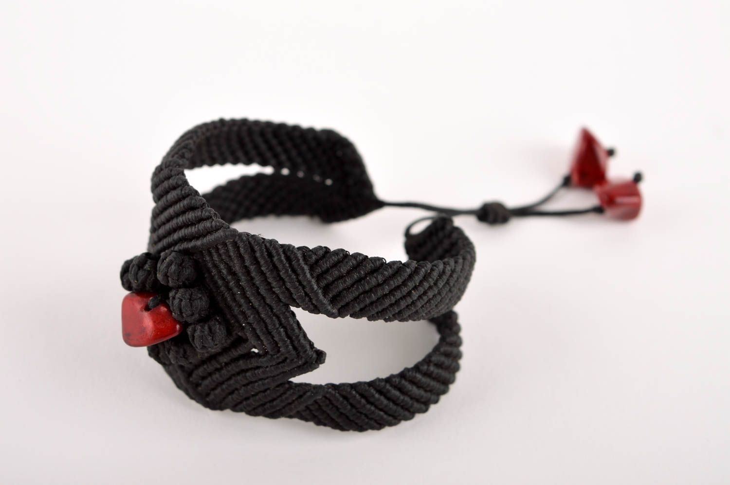Makramee Armband handgefertigt exklusiver Schmuck Geschenk für Frauen schwarz foto 2