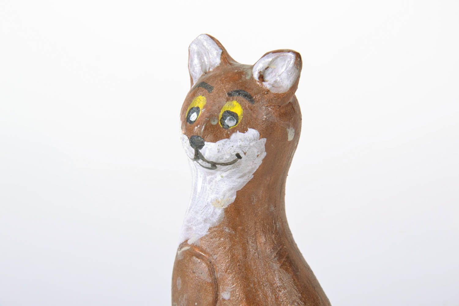 Estatueta decorativa de raposa artesanal de argila decoração do interior com figuras de cerâmica  foto 4