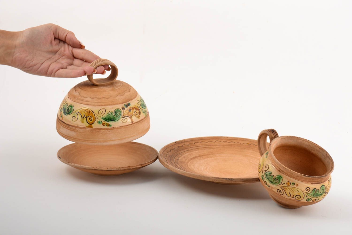 Keramik Tasse handmade Keramik Teller Geschirr Set Keramik Butterdose originell foto 3