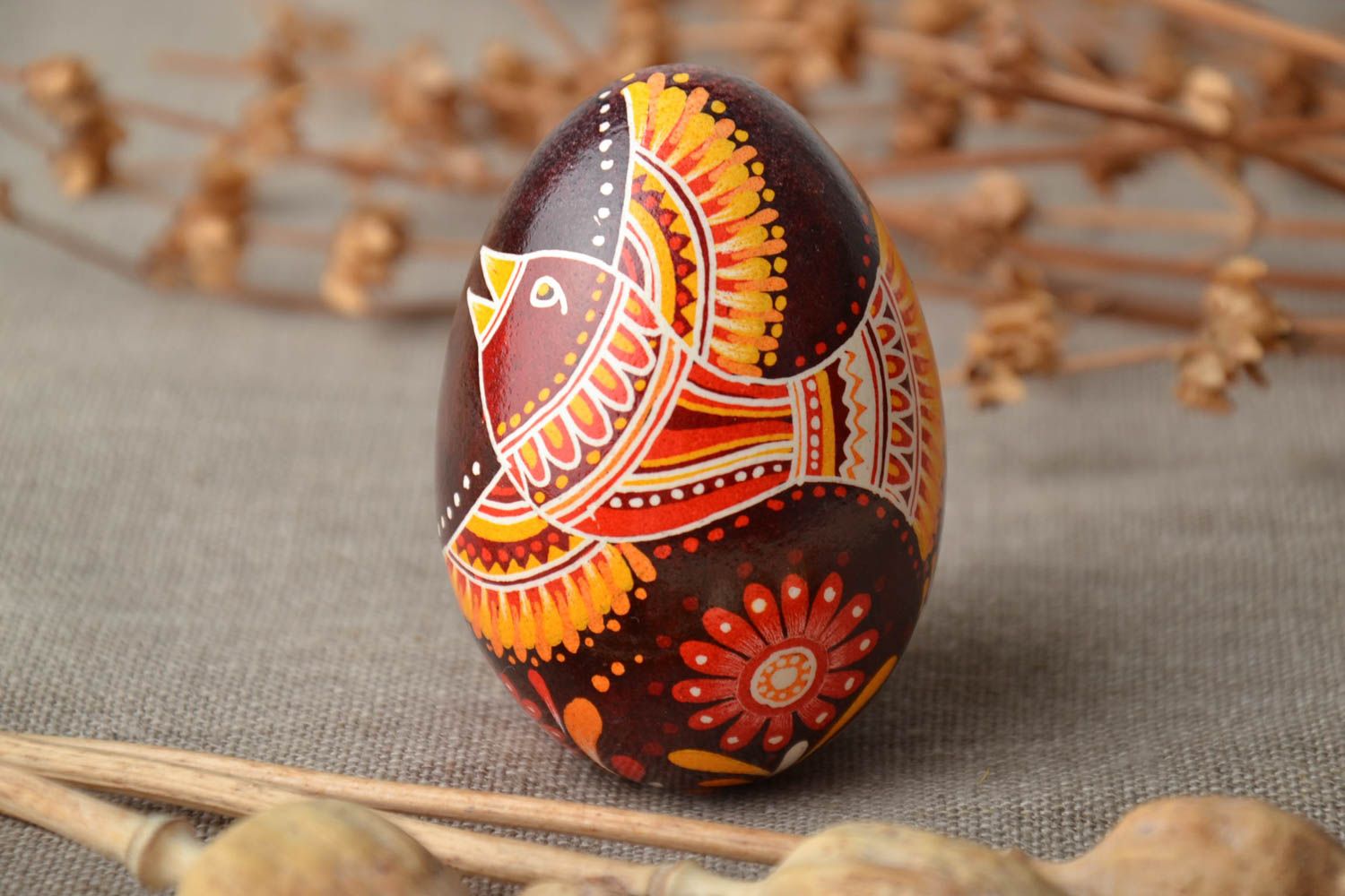 Painted chicken egg Bird of Happiness photo 1