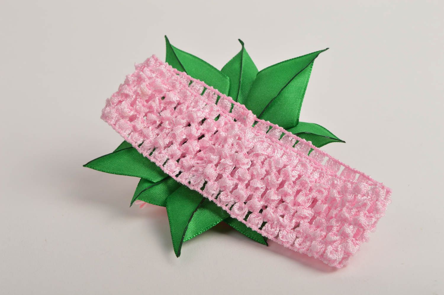 Banda con flores hecha a mano rosada cinta para el pelo regalo para chicas foto 3