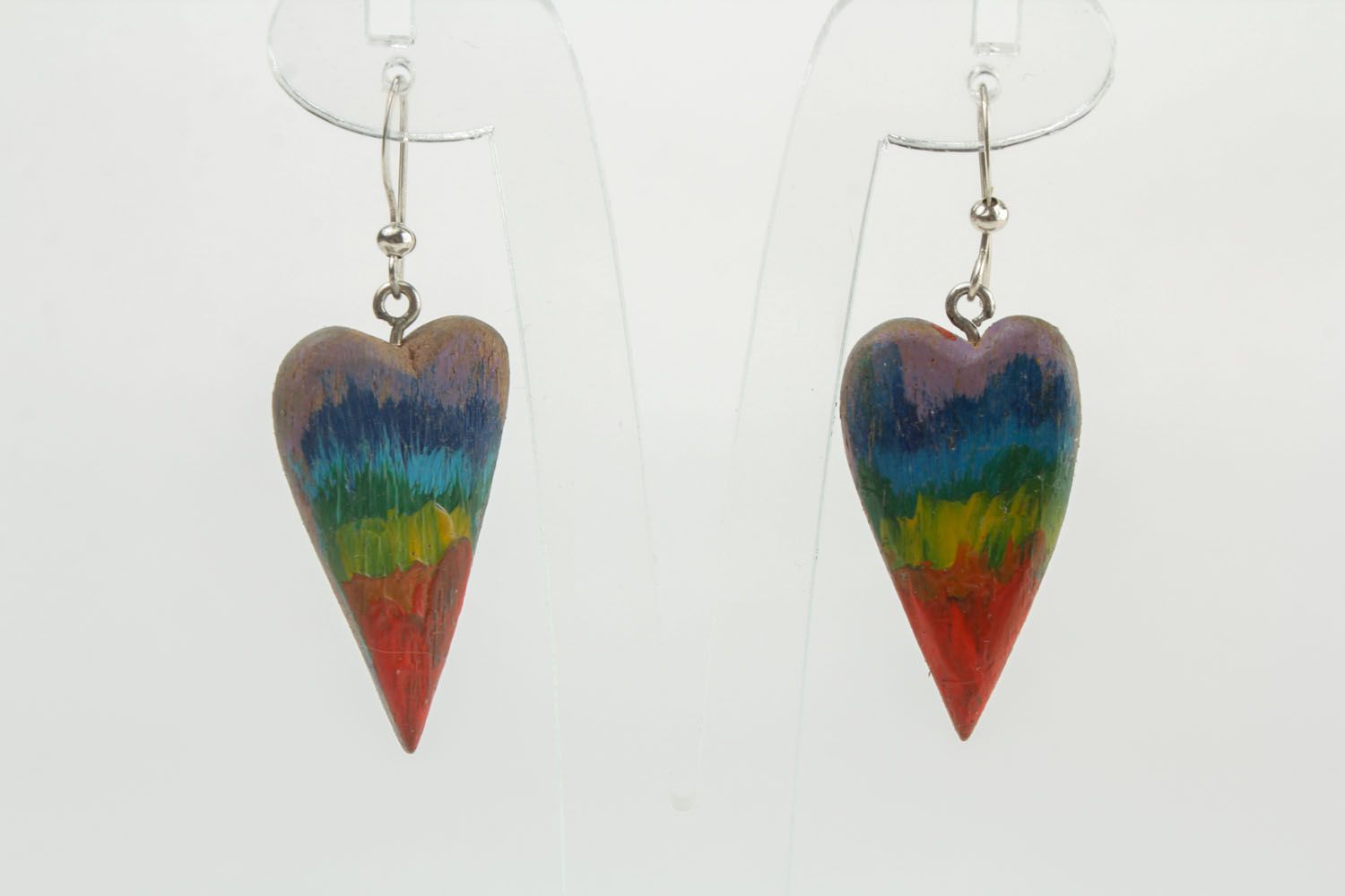 Wood earrings Hearts photo 5