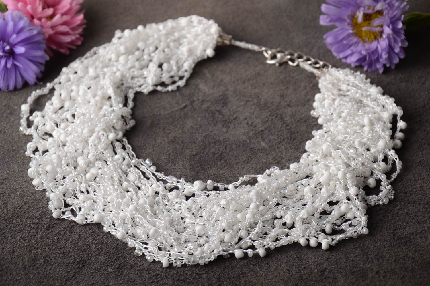 Handmade beautiful necklace white designer necklace unusual accessory photo 1