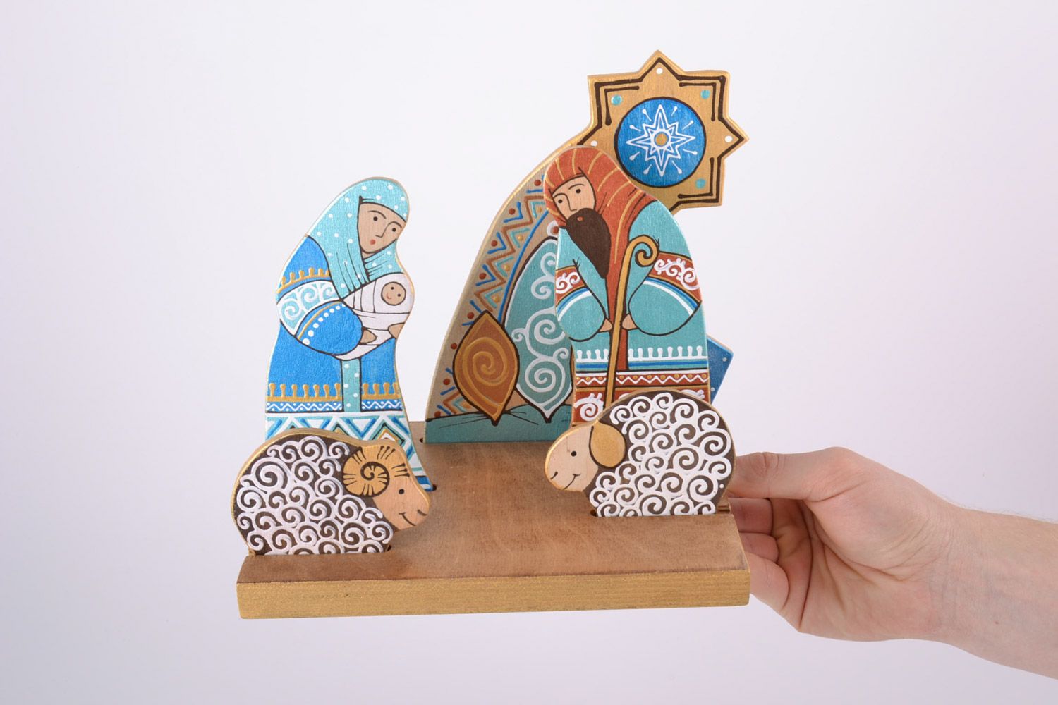 Crèche de Noël en bois pour enfants et adultes figurines de Marie et Joseph photo 5