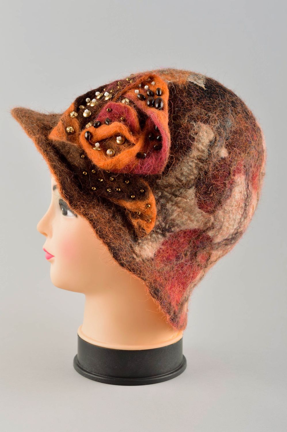 Handmade flower hat with brims winter accessories ladies designer hats photo 3