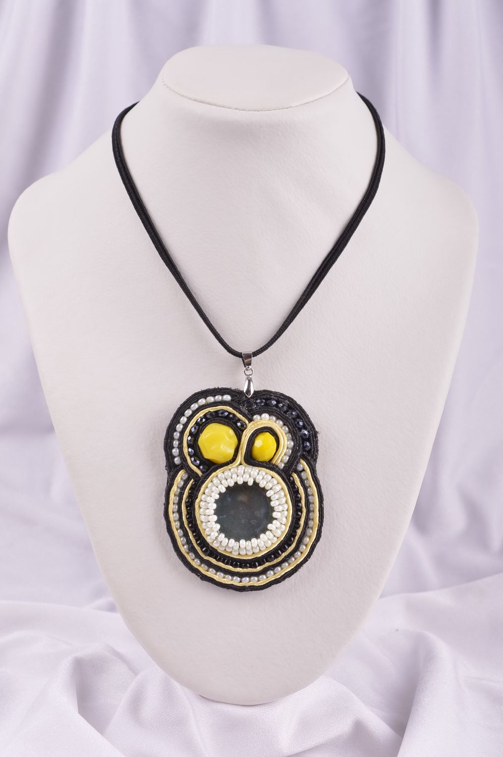 Unusual handmade textile necklace soutache jewelry designs gifts for her photo 1