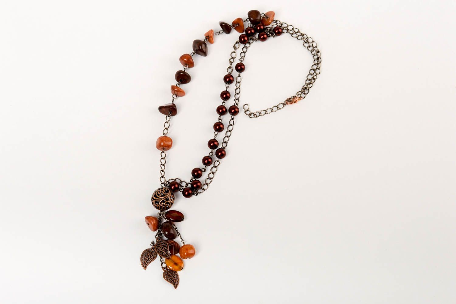 Beautiful necklace with natural stones handmade designer long accessory photo 2