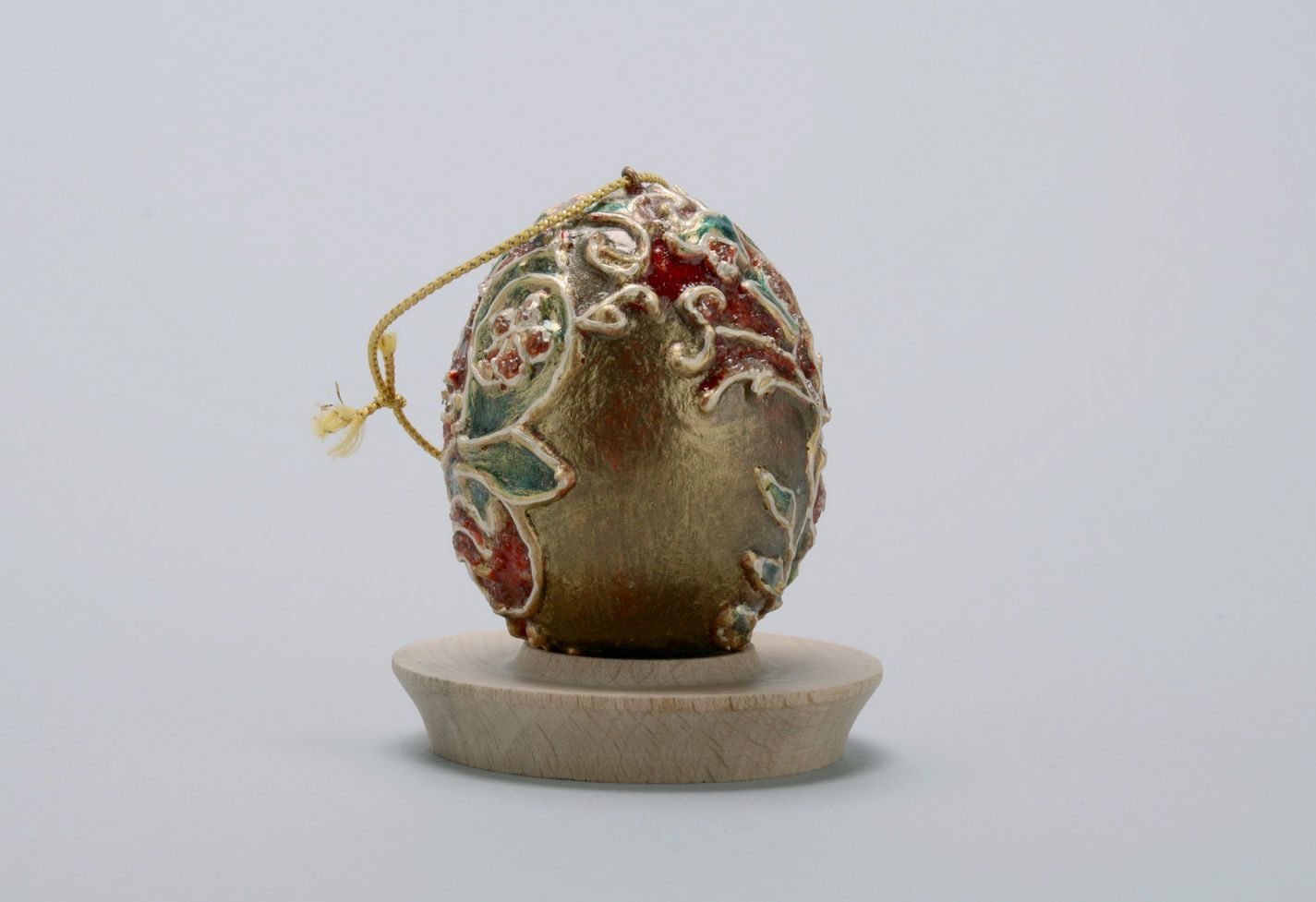 Suspension décorative artisanale œuf de Pâques Oiseau du paradis et fleur
 photo 4