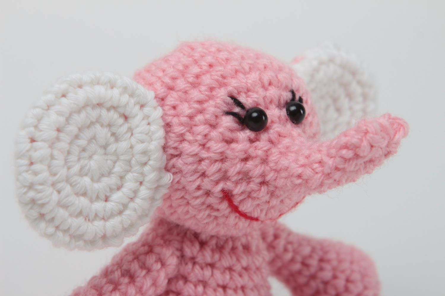 Juguete artesanal rosado tejido peluche para niños regalo original Elefante foto 3