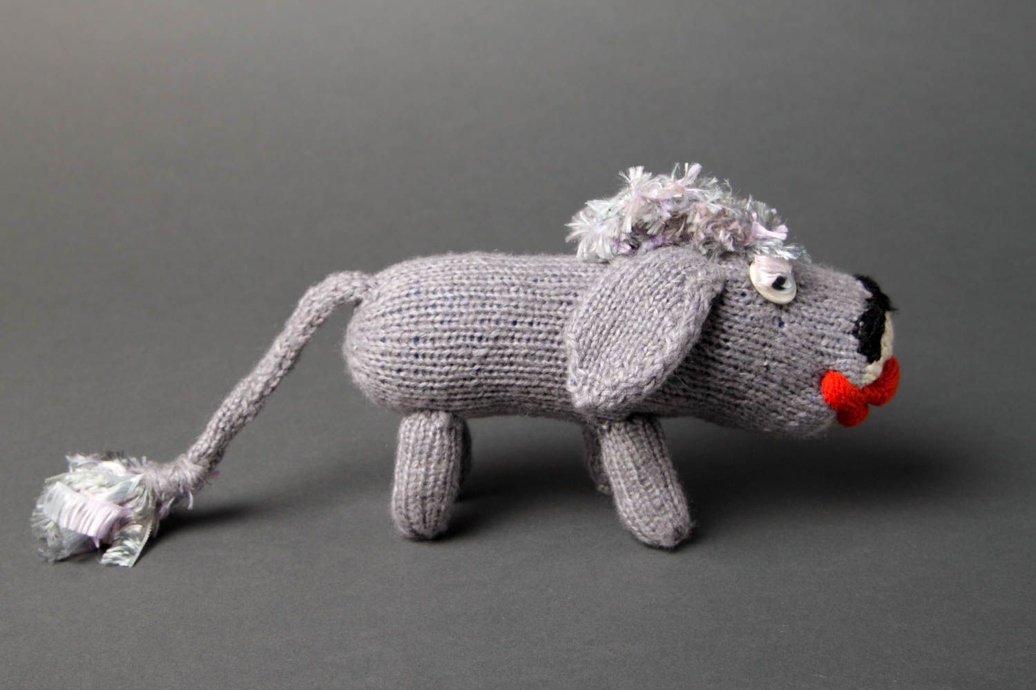 Peluche âne gris Jouet fait main tricoté en laine original Cadeau pour enfant photo 2
