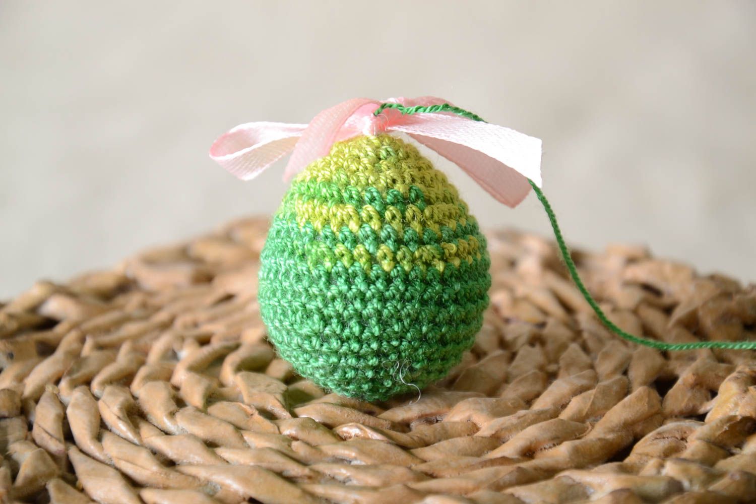 Handmade Easter decoration unique designer ornamental crocheted egg for interior photo 1