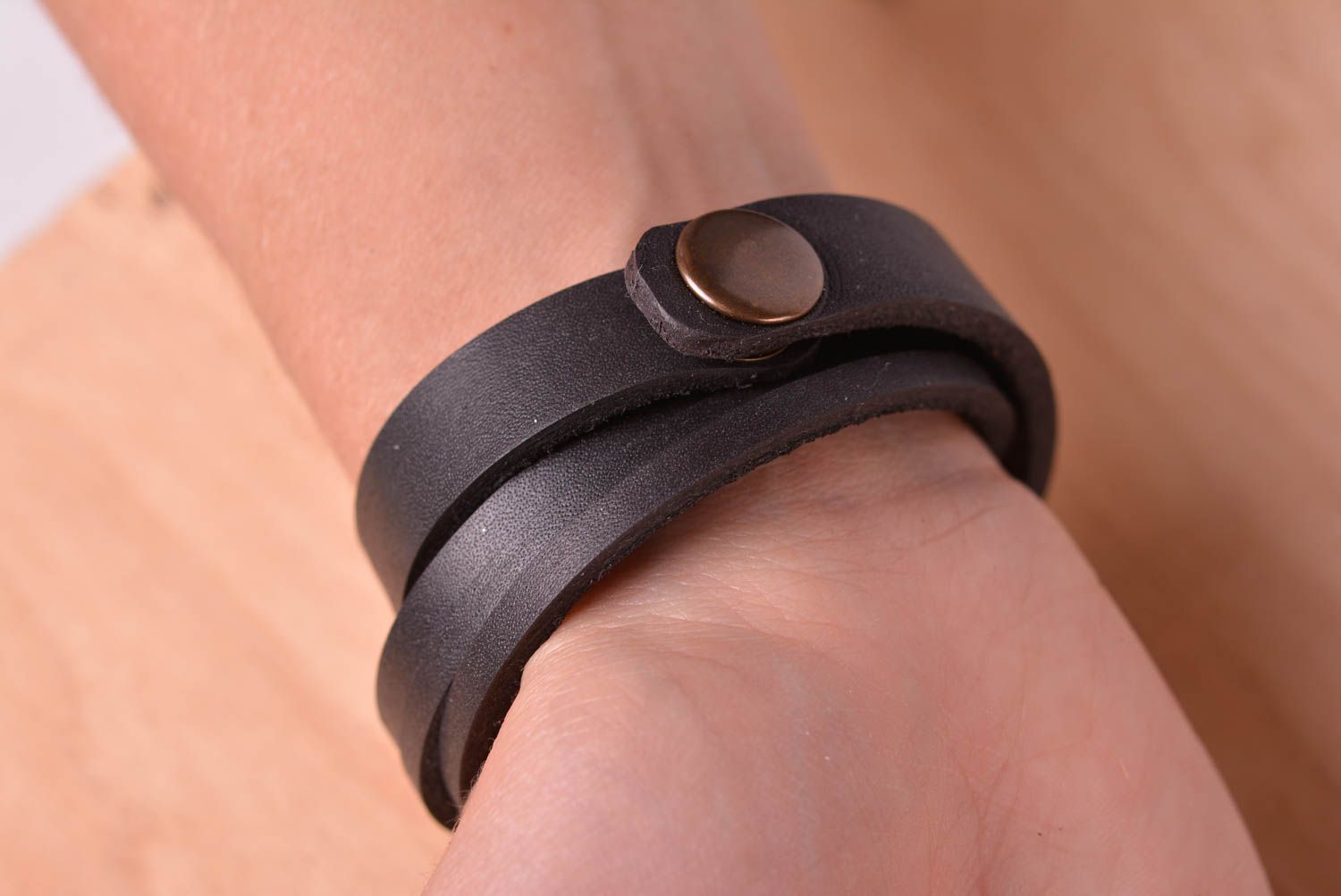 Handmade black designer bracelet unusual wrist bracelet elegant accessory photo 5