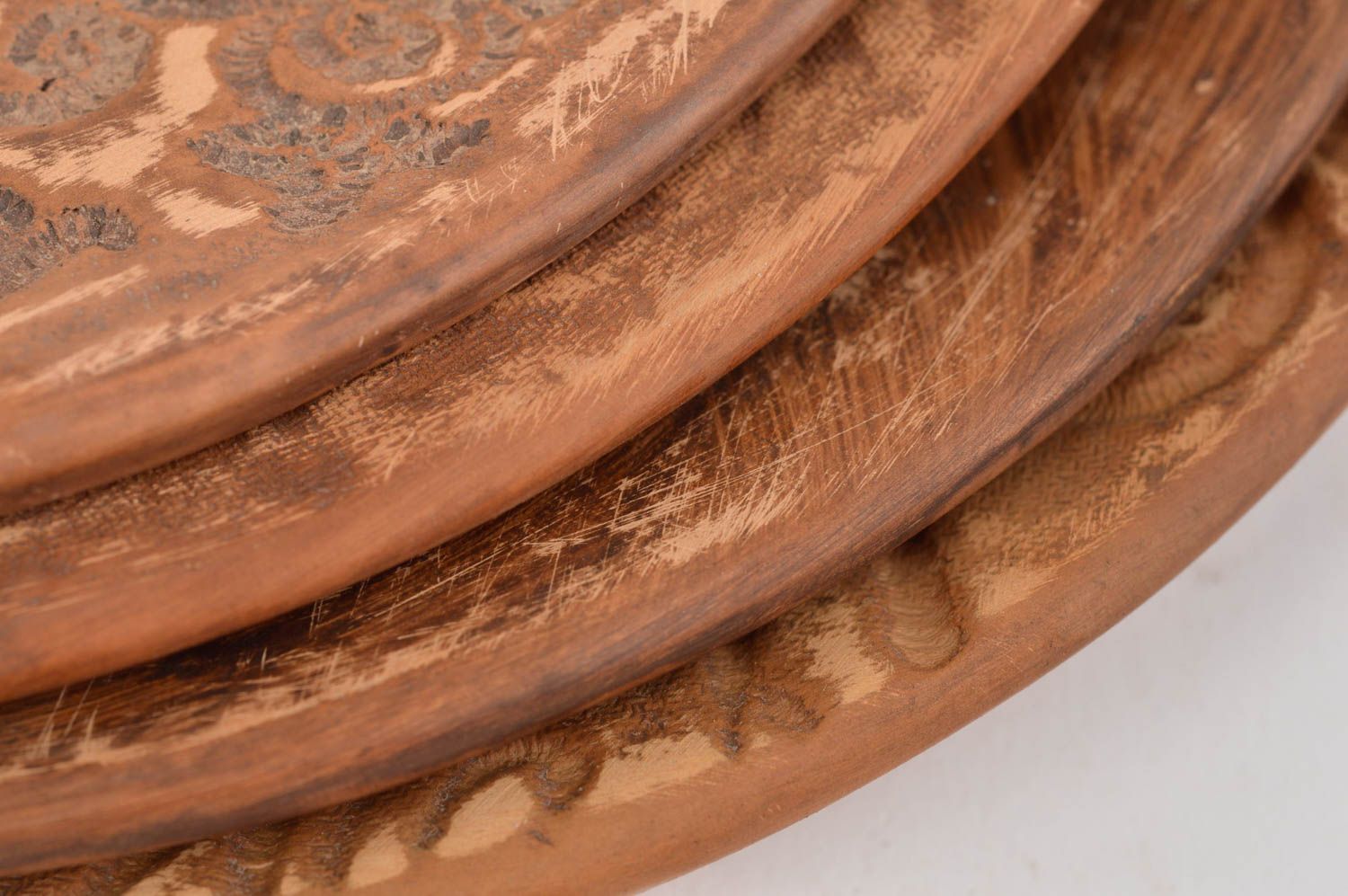 Assiettes en céramique brunes à motifs originales mignonnes faites main 4 pièces photo 5