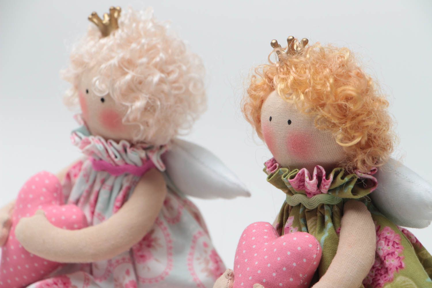 Мягкие игрушки из ткани ручной работы красивые авторские детские 2 штуки Ангелы фото 3