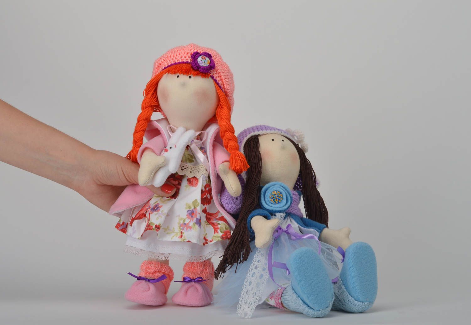 Beautiful handmade rag doll stuffed soft toy 2 pieces childrens toys gift ideas photo 1