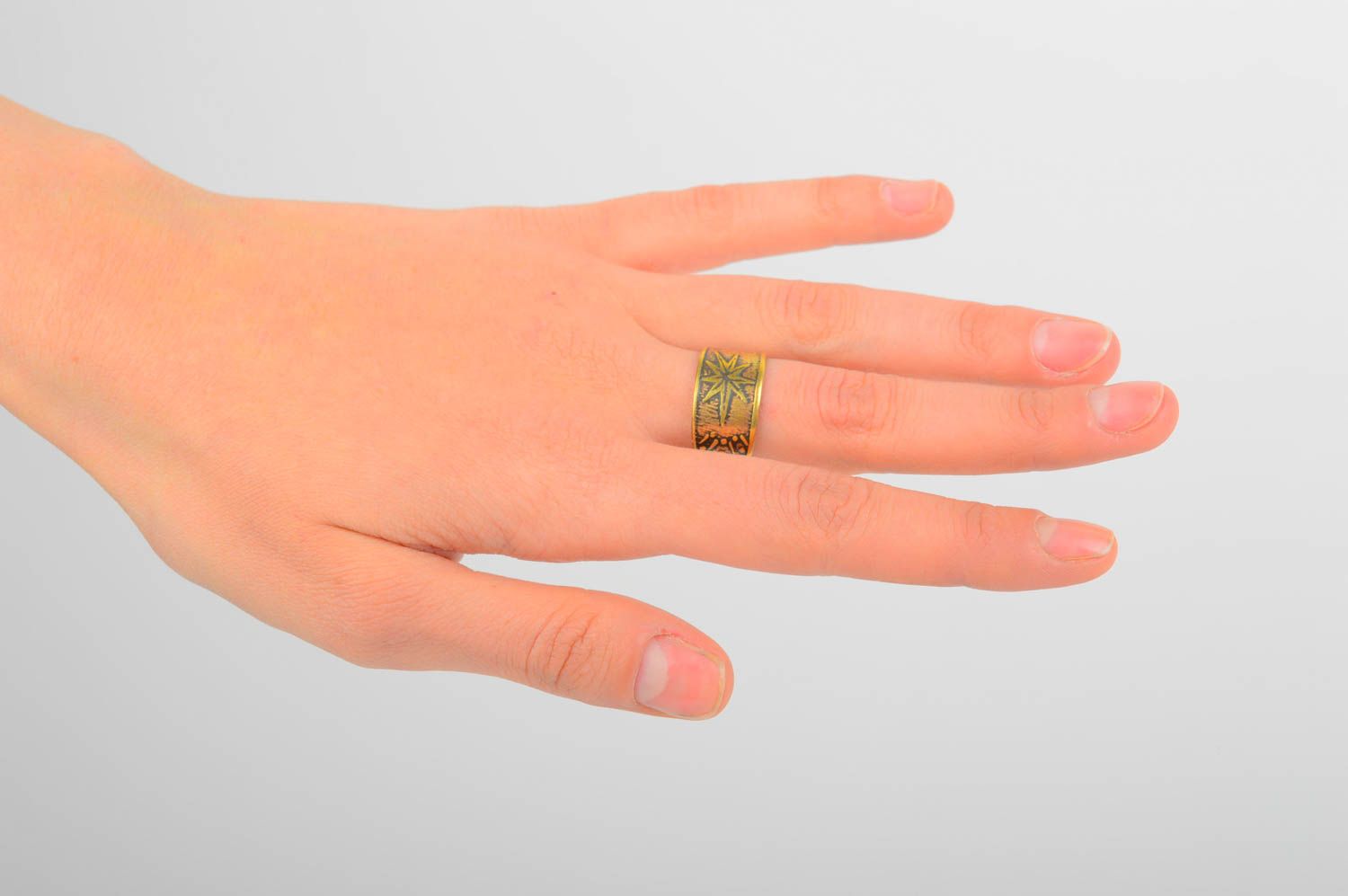 Handmade brass designer ring stylish metal ring cute present for women photo 1