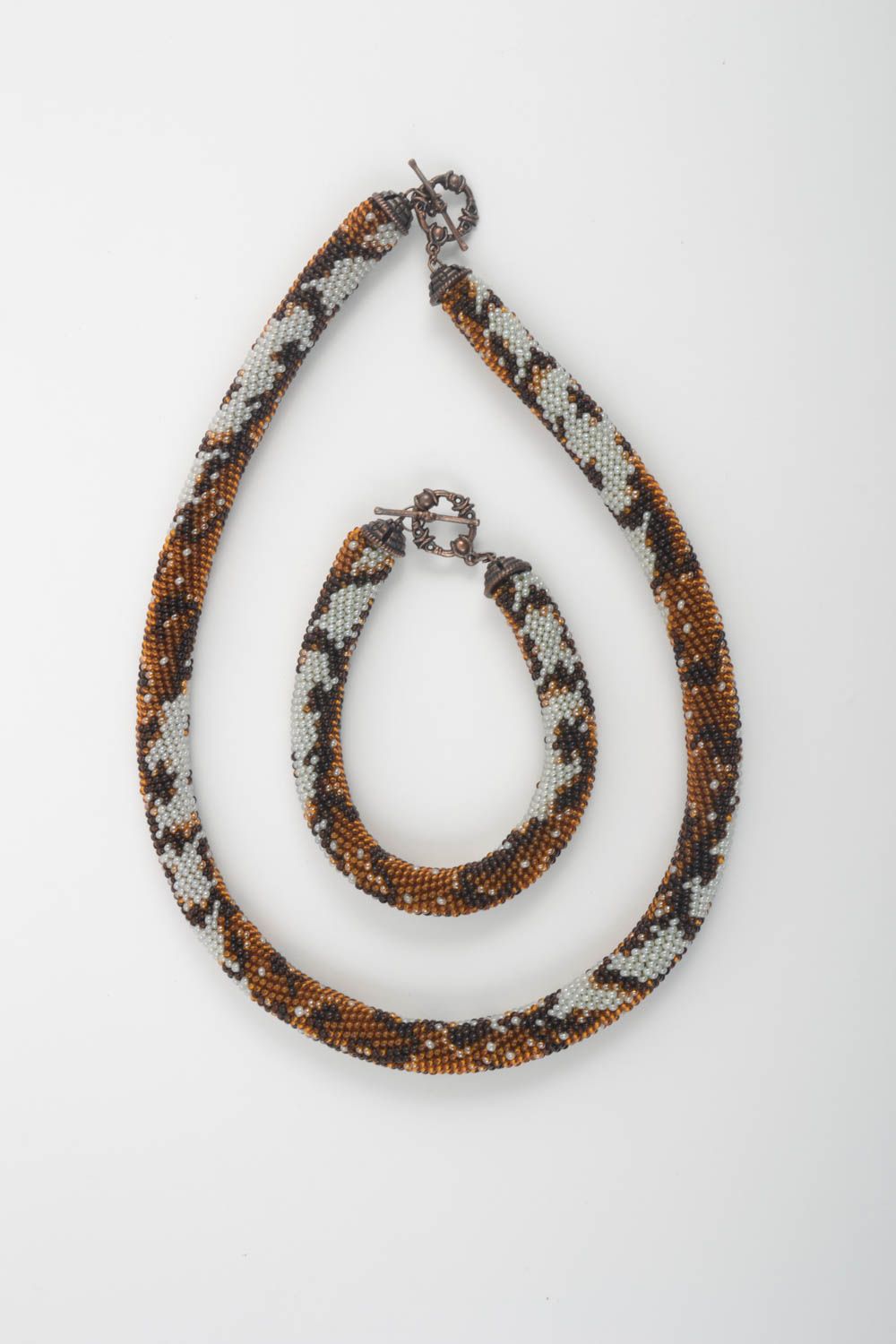 Elegant unusual necklace handmade stylish jewelry set beautiful bracelet  photo 3