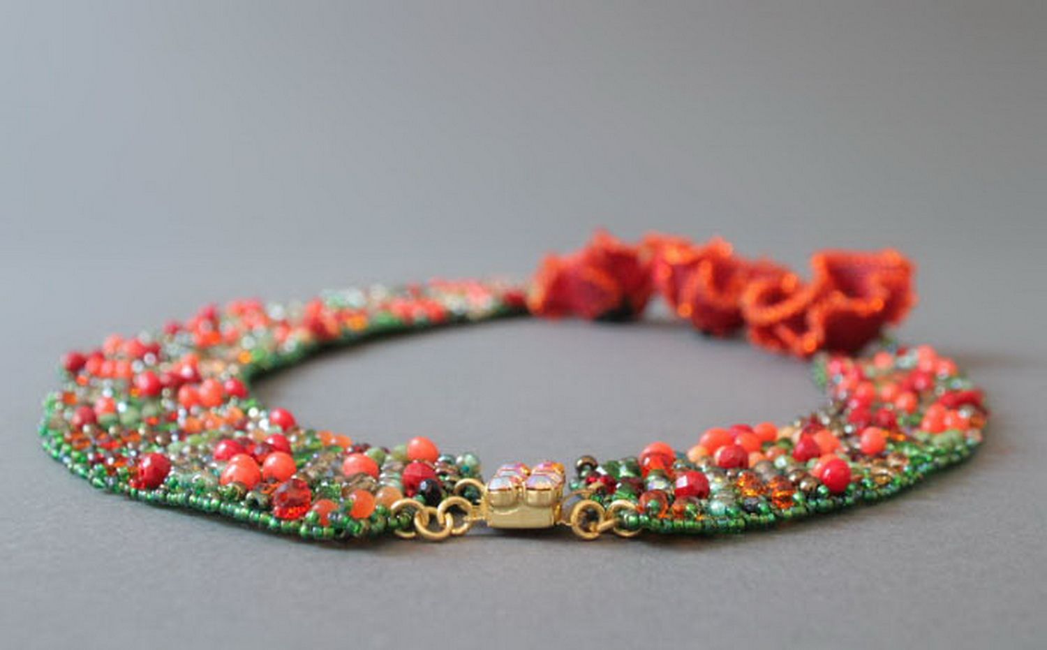 Necklace made from Czech beads with decorative stones photo 8