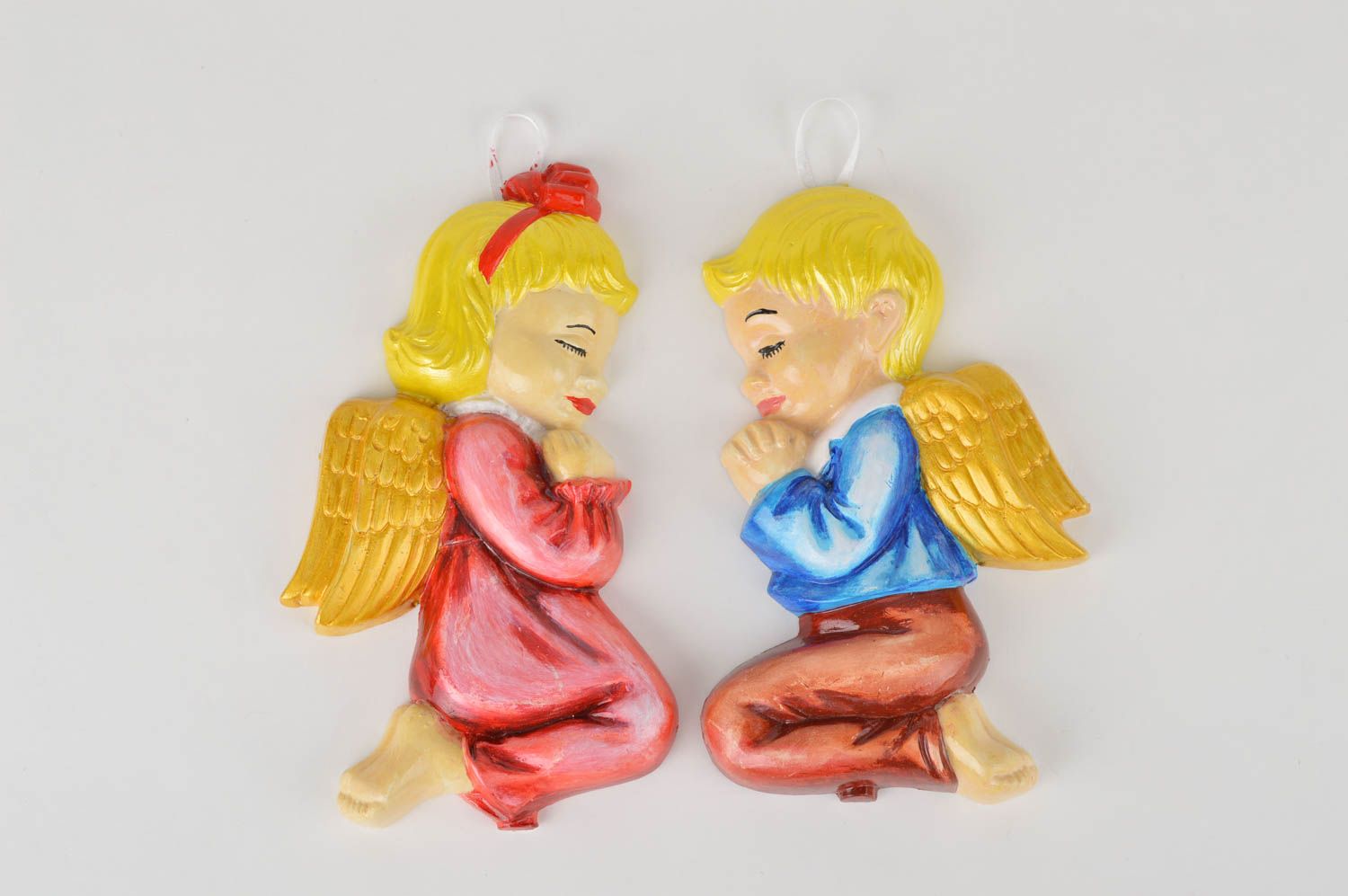 Статуэтки из гипса ручной работы гипсовые фигурки декор для дома два ангела фото 3