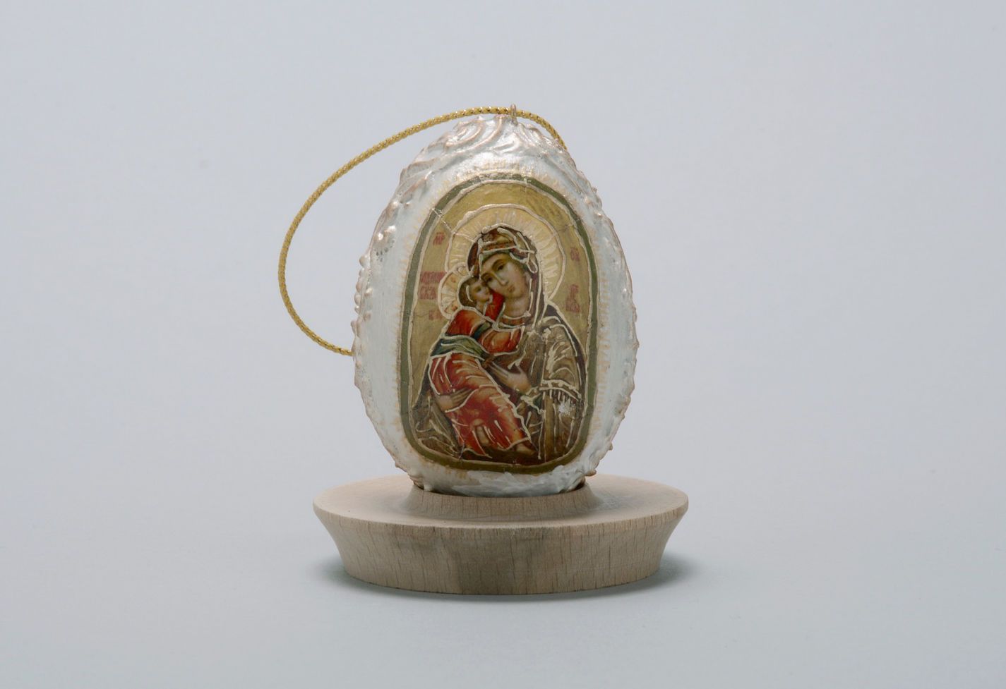 Interior hanging Easter egg Holy Virgin and paradise flower photo 1