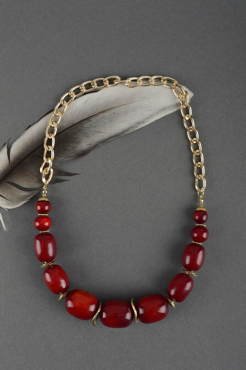 Handmade Damen Collier Frauen Accessoire Halskette für Frauen elegant weinrot foto 1