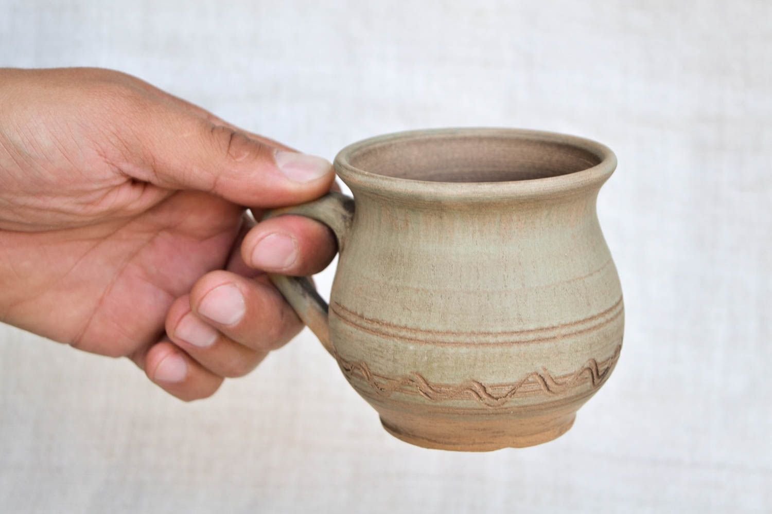 Große Teetasse handgeschaffen Teetasse Keramik braun Geschenk Freundin 200 ml foto 2